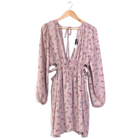 Nordstrom Ever After Brown Floral Print Side Cut Out XL - Picture 1 of 4